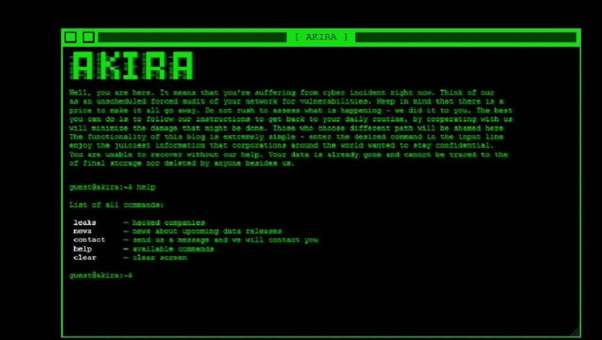 Akira Website on Dark Web